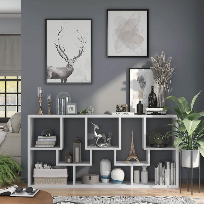 DH BASIC Modern 73-inch 8-Open Shelf Display Bookcase by Denhour