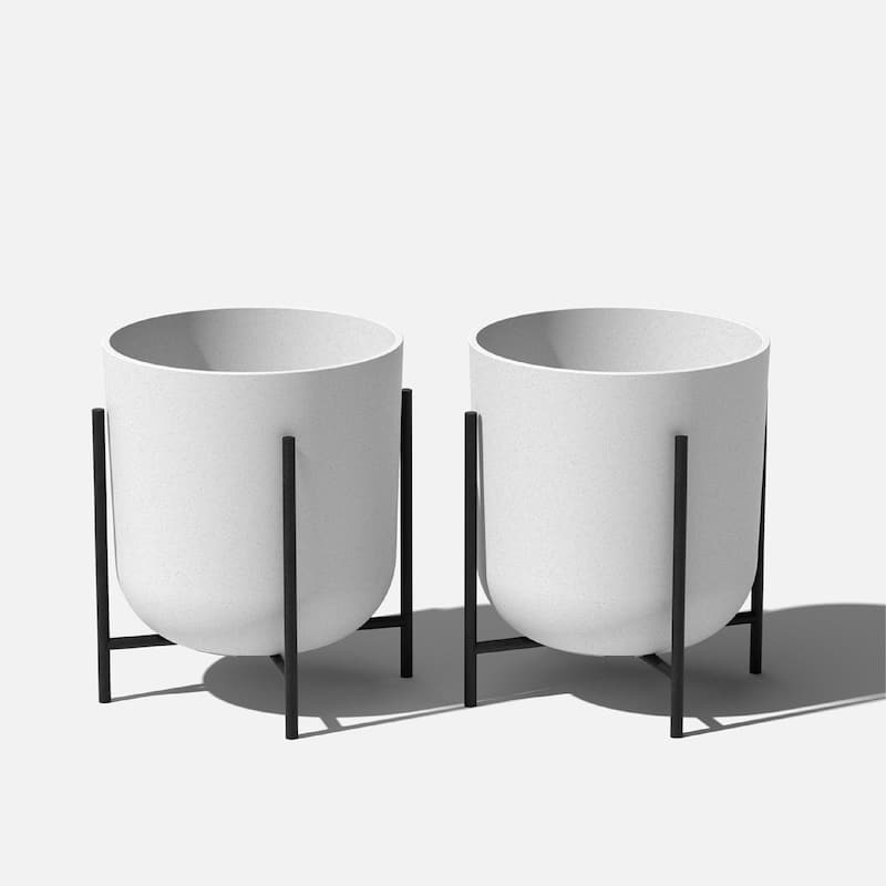 Veradek Mason Series Raised Kona Planter with Stand - 15 inch - 2 Pack - White