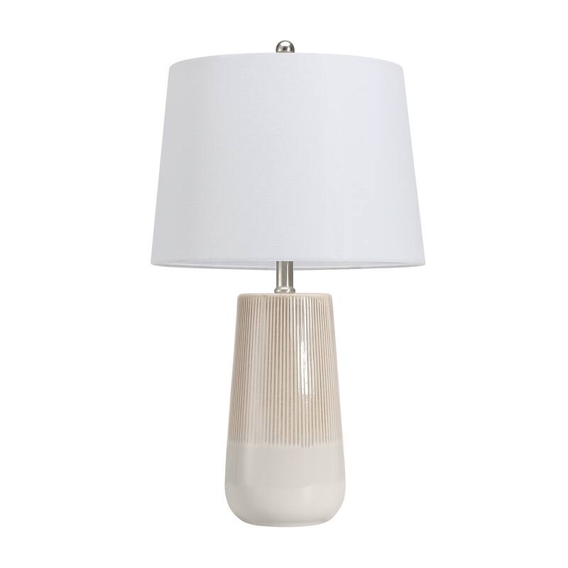 3-Way Ceramic Table Lamp Set of 2 with White Shades - 23 in. H