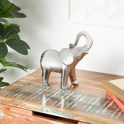 Gold or Silver Ceramic Standing Elephant Sculpture