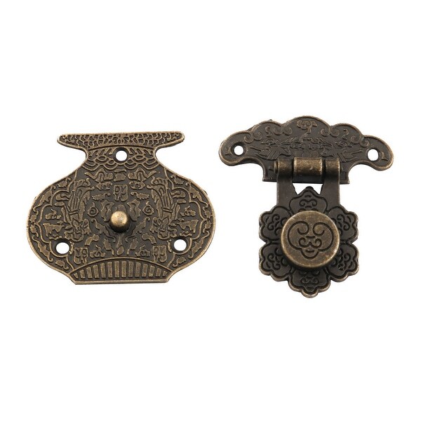 Metal Retro Style Decorative Gift Jewelry Wooden Box Hasp Latch Lock Buckle Set