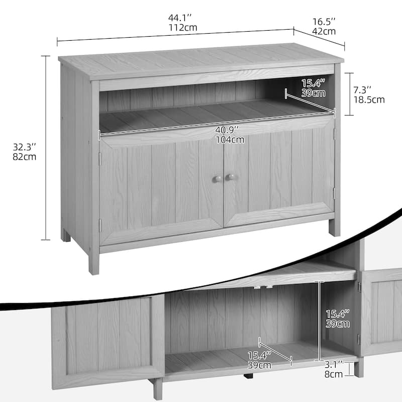 Moasis 44" Outdoor Sideboard Patio Console Table with Storage Cabinet and Shelves