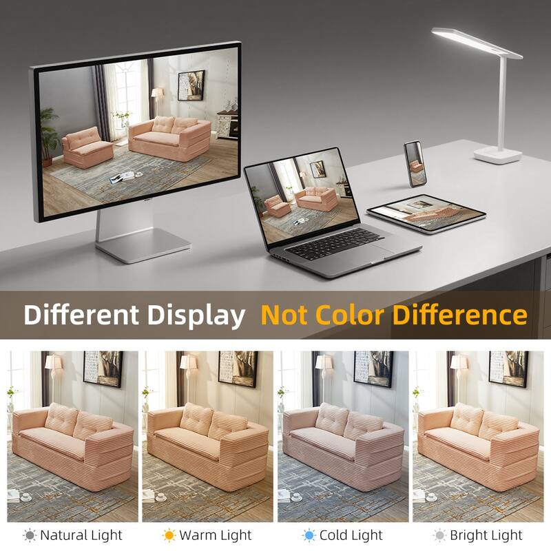 Sofa Bed With Independent Chaise Lounge And Functional Blanket,Convertible Sofa Bed,King Size Bed,Deep Seat