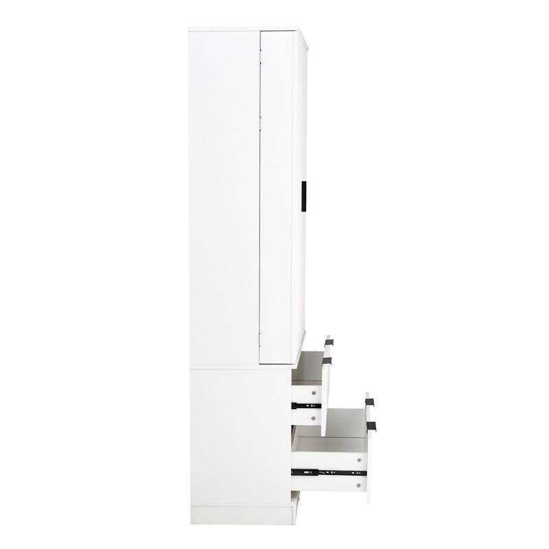 72" Fluted Kitchen Pantry Cabinet, Freestanding Cupboard Storage Cabinet with 2 Drawers for Smart Organization