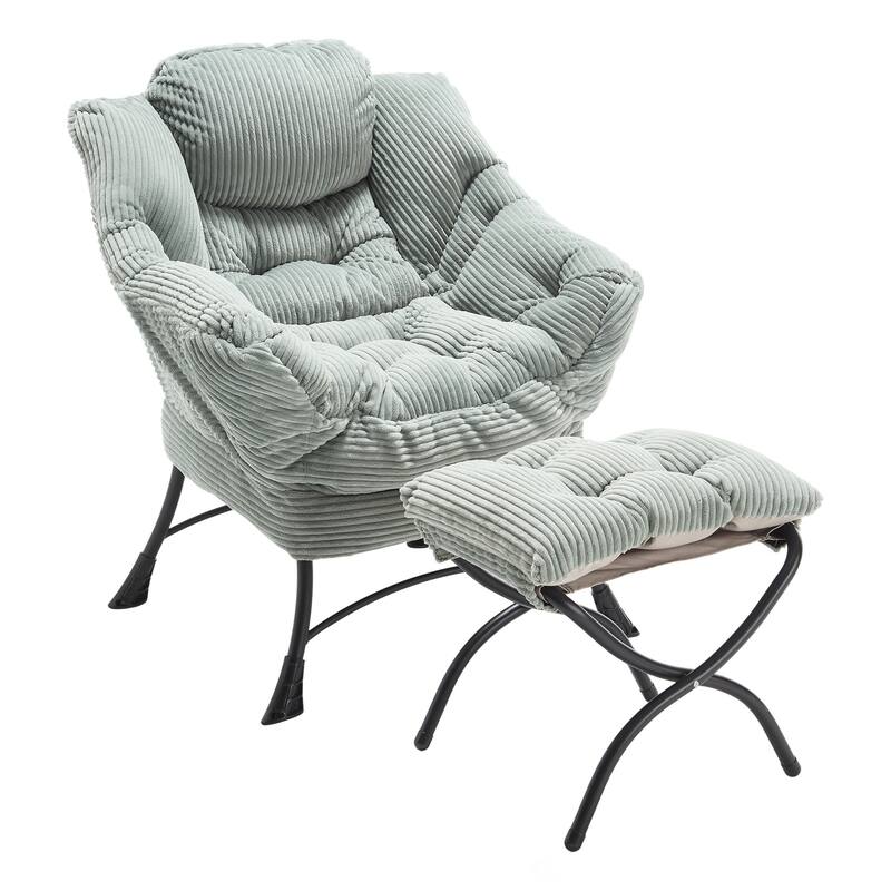 Modern Lounge Accent Chair with Armrests and a Side Pocket, Leisure Upholstered Sofa Chair Reading Chair with Footrest