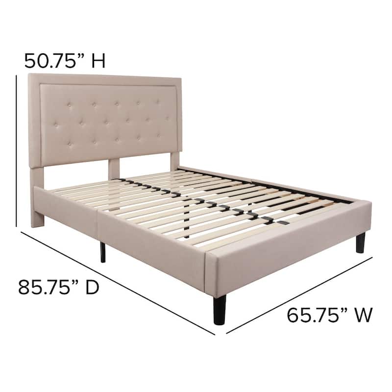 Panel Tufted Upholstered Platform Bed
