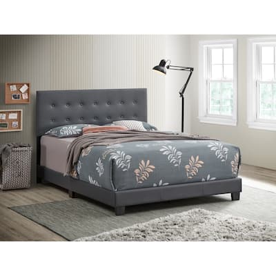 Queen Size PU Platform Bed with Sturdy Frame and Modern Design