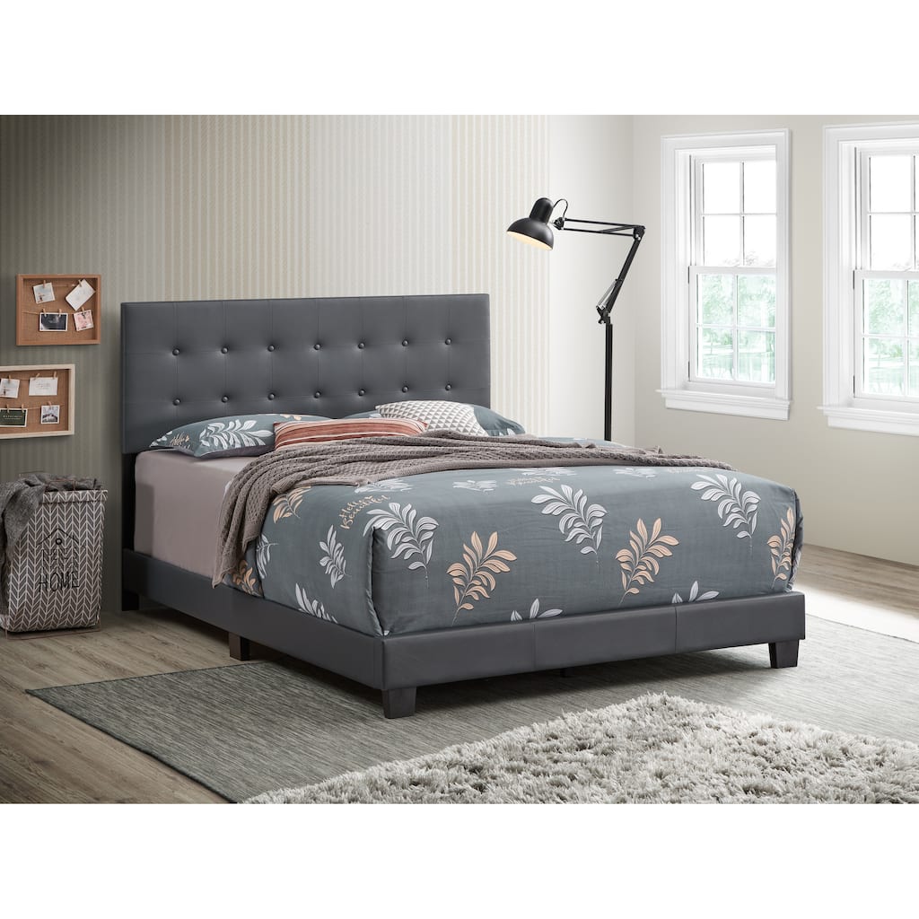 Queen Size PU Platform Bed with Sturdy Frame and Modern Design