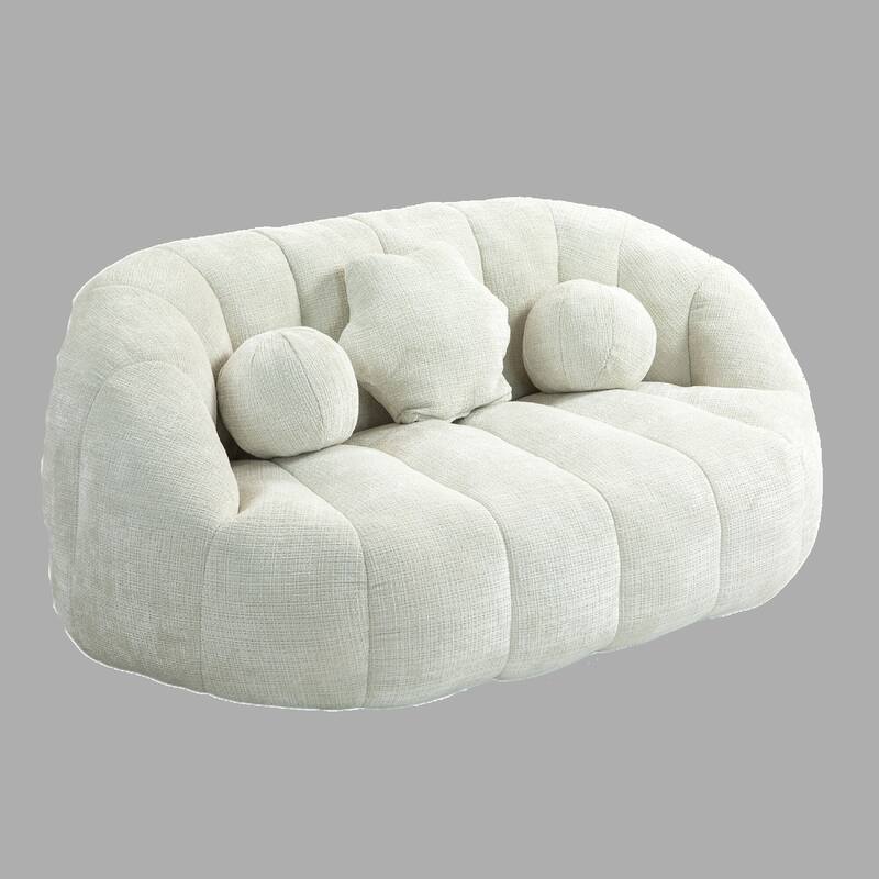 Durable High Back Bean Bag Sofa, Lazy Sofa Lounger with Foam Filling for Adults and Kids, Indoor & Outdoor Soft Lounge Chair - White