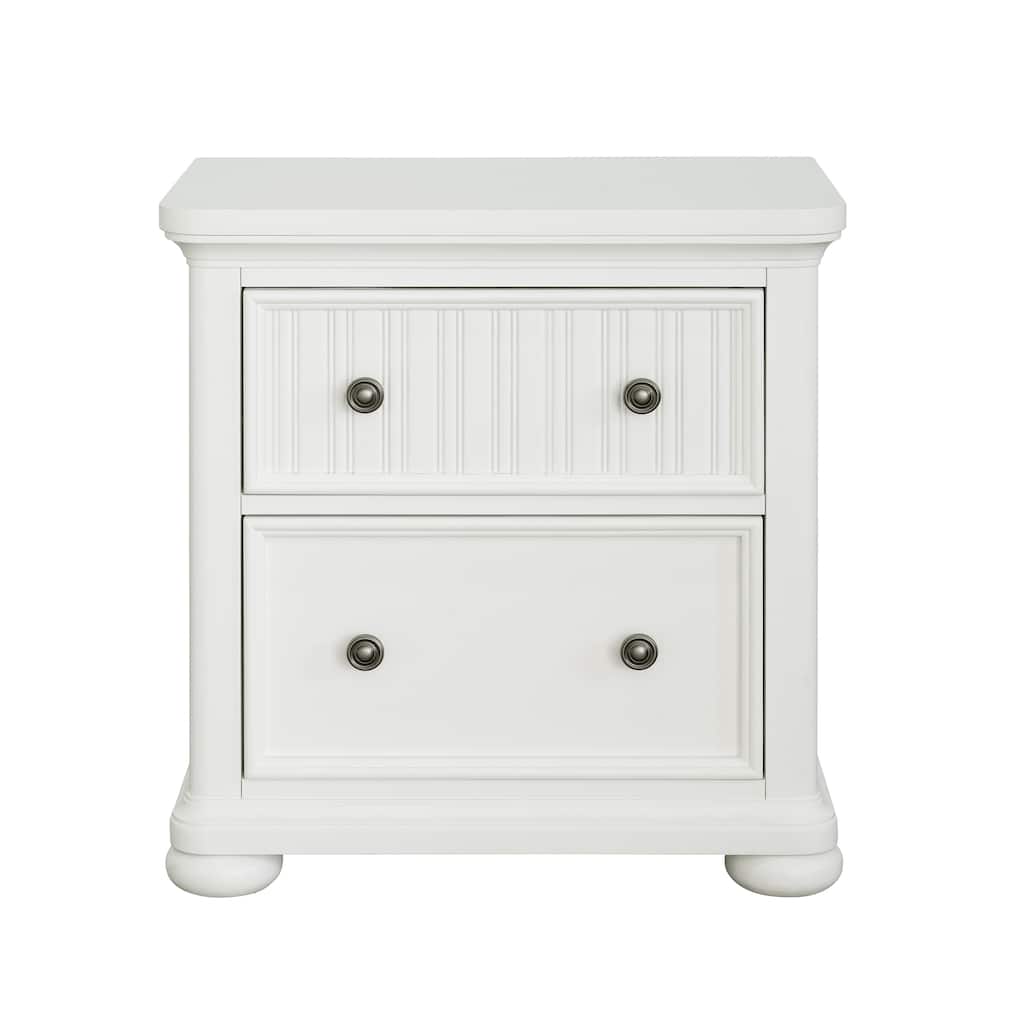 Savannah 2-Drawer Nightstand with USB - White Finish
