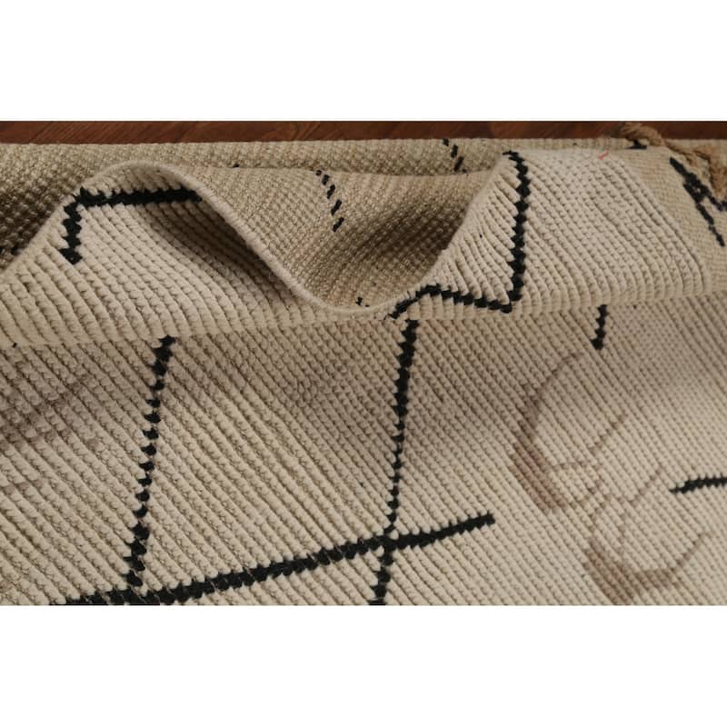 Moroccan Oriental Runner Rug Handmade Wool Carpet - 4'1"x 13'4"