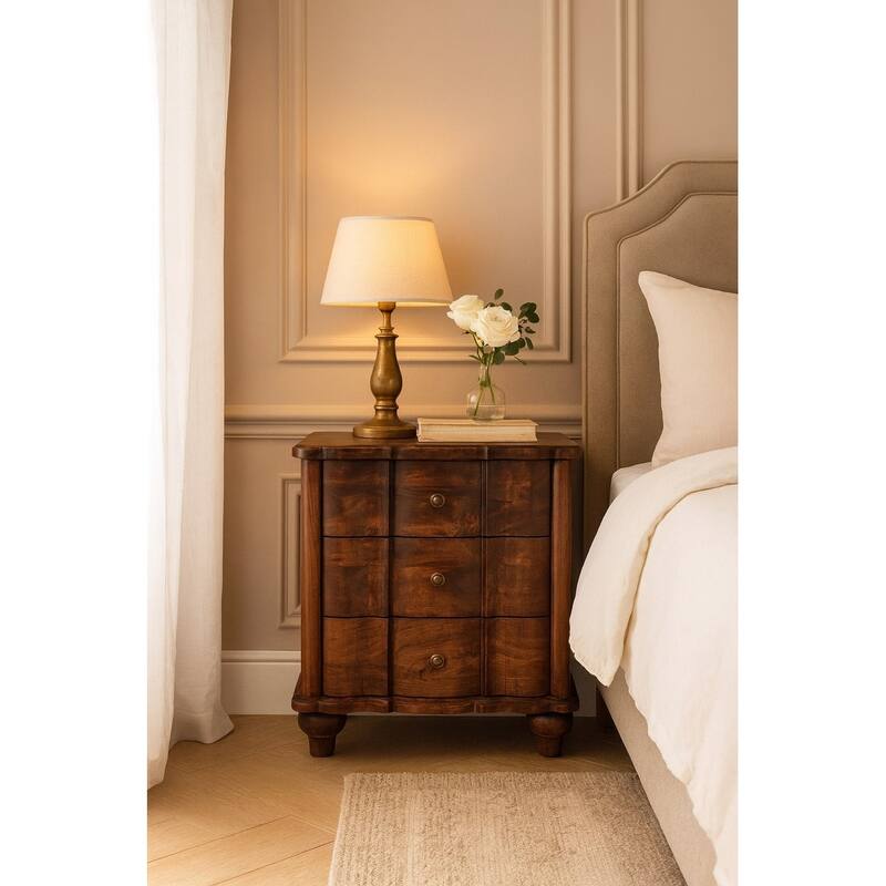 Artisan Furniture Solid Wood Valencia Bedside,Brown,3-Drawers