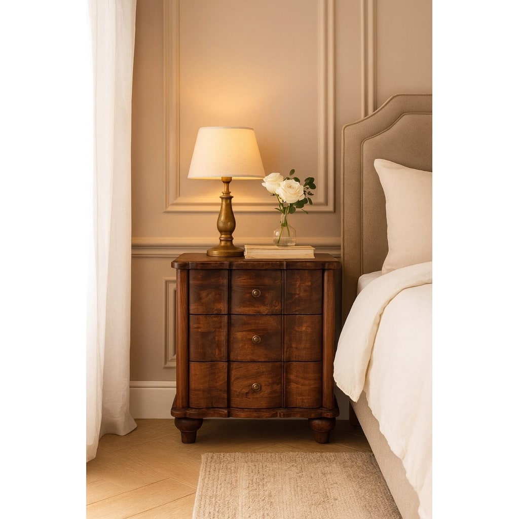 Artisan Furniture Solid Wood Valencia Bedside,Brown,3-Drawers