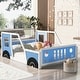 preview thumbnail 2 of 22, Full Size Classic Car-Shaped Platform Kids Bed with Fun Wheels, Sturdy Pine Wood Frame, Easy Assembly for Kids' Rooms, Blue