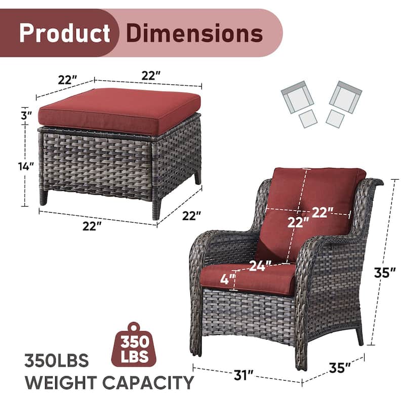 Outdoor Arm Chair with Cushion Rattan Chair