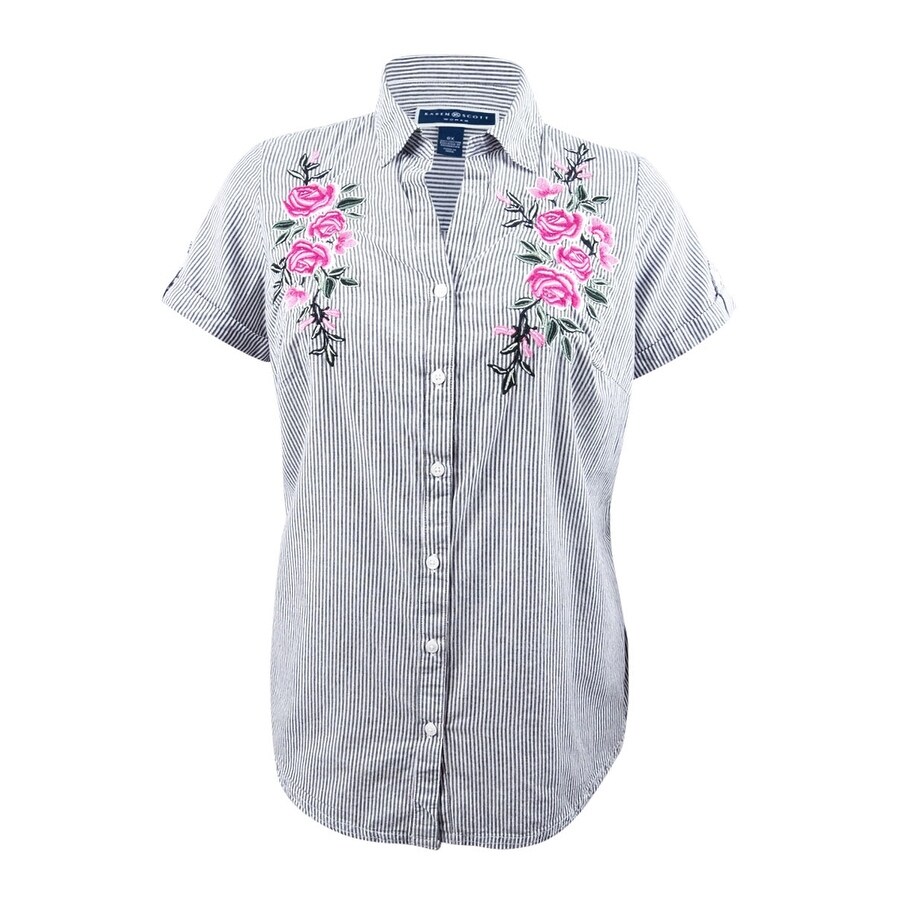 Shop Karen Scott Women S Plus Size Cotton Embroidered Shirt