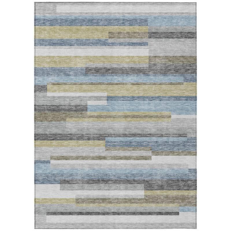 HomeRoots Striped Transitional Rectangle Outdoor Rug
