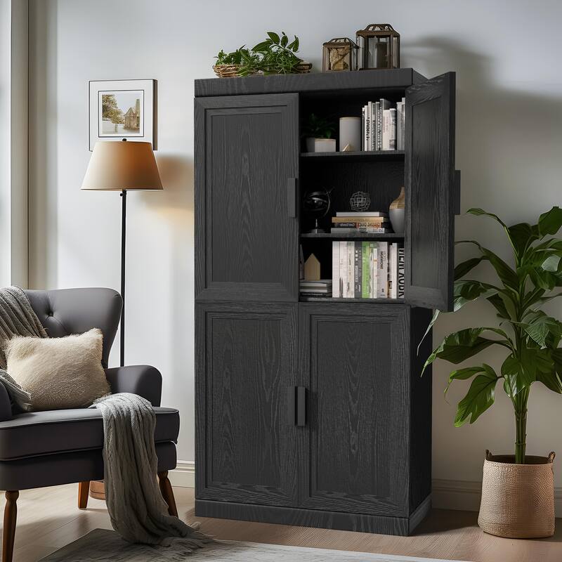 Wooden Accent Cabinet Storage Modern Sideboard Buffet Cabinet with Adjustable Shelf for Living Room Dining Room Entryway