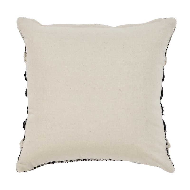 HomeRoots 18" X 18" Black and Off White Striped Cotton Zippered Pillow