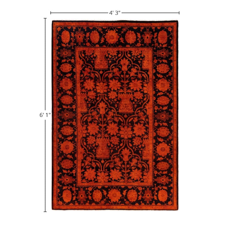 Overdyed One-of-a-Kind Hand-Knotted Area Rug - Orange - 4' 3" x 6' 1"