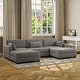 preview thumbnail 109 of 147, Corduroy Upholstered Modular Sectional Sofa for Living Room LIGHT GRAY 5-PIECE