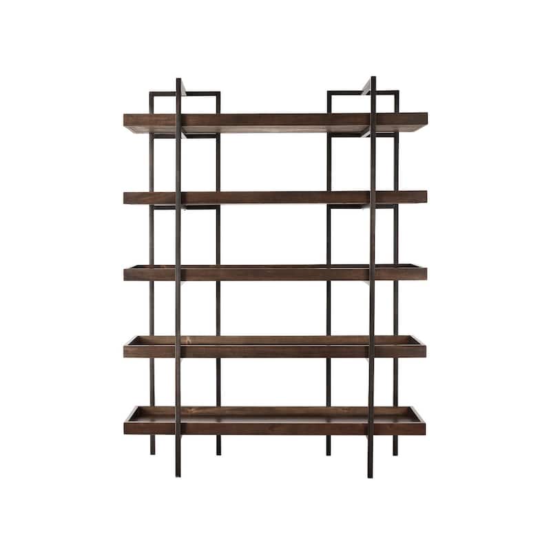 Starmore Brown Wood and Black Metal Bookcase