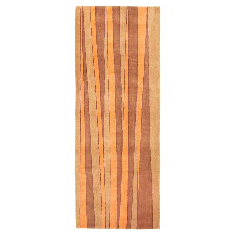 ECARPETGALLERY Hand-knotted Opulence Brown Wool Rug - 3'7 x 9'11 - Brown - 3'7 x 9'11