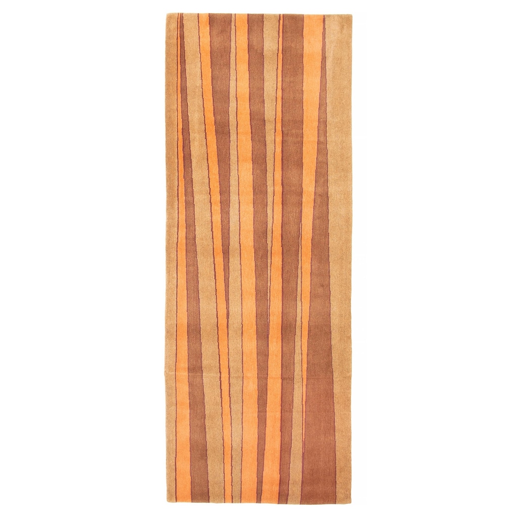 ECARPETGALLERY Hand-knotted Opulence Brown Wool Rug - 3'7 x 9'11