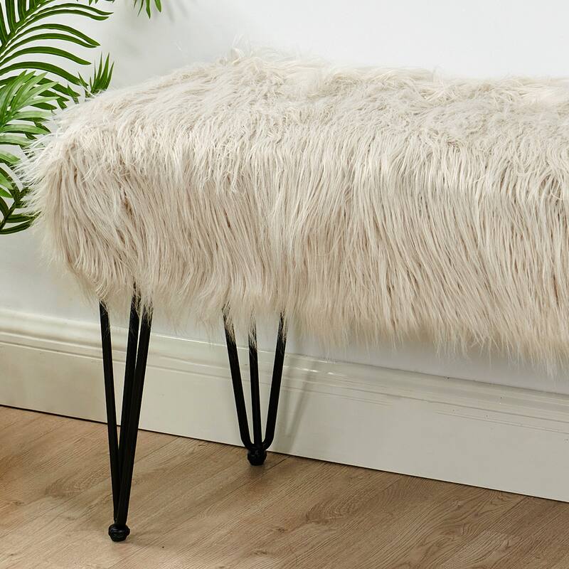 Mongolian Fauxfur Ottoman
