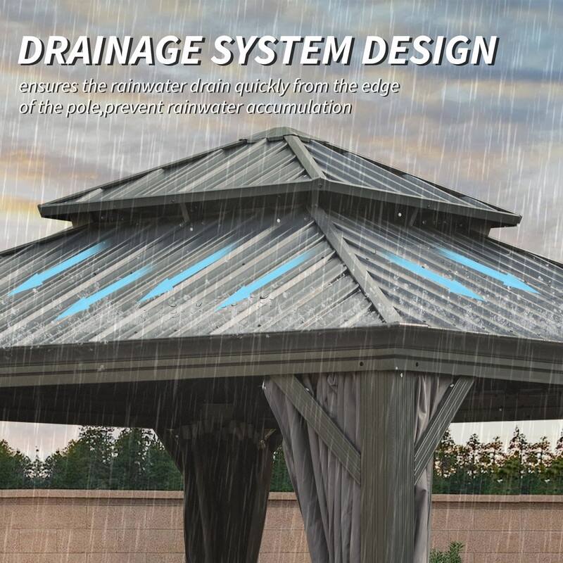Domi Hardtop Gazebo with Galvanized Steel Double Roof and Aluminum Frame