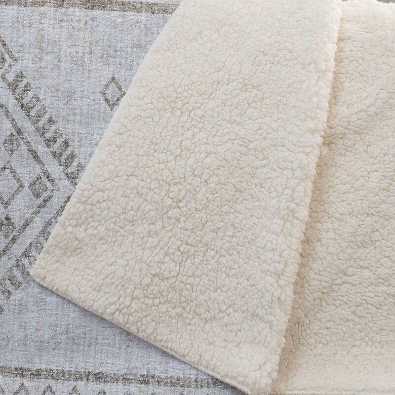 Premium Machine Washable ASB120 Boho Global Sherpa Throw Blanket