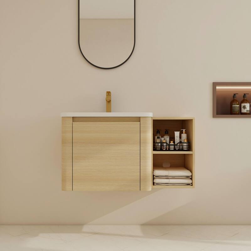 BNK 24''/28''/36''/40''/60''/68'' Bathroom Vanity With Sink, Floating Bathroom Vanity with Soft Close Doors and Shelf