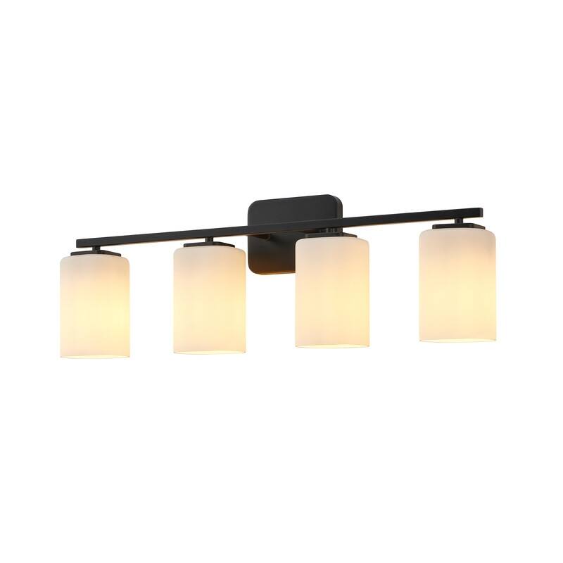 KAWOTI Modern & Contemporary Vanity Light with Frosted Glass Shade - 4-Light(W28.5'')