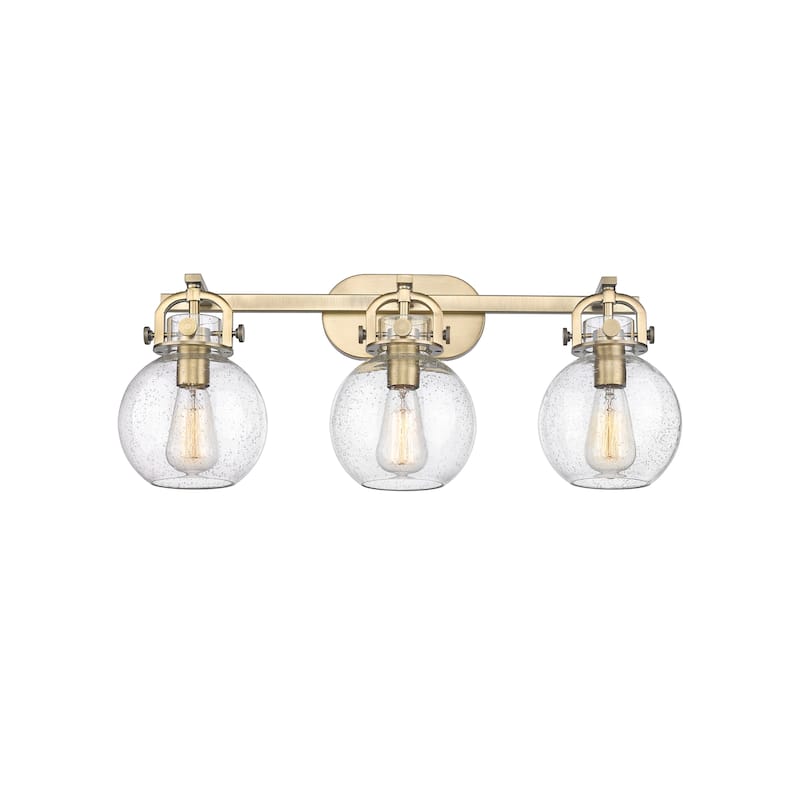Innovations Lighting 410-3W-12-27 Newton Sphere Vanity Newton Sphere 3 - Brushed Brass / Seedy