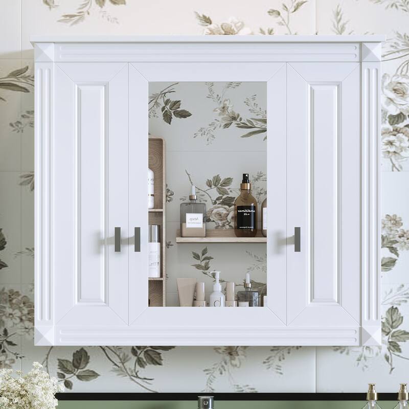 Wall-Mounted Bathroom Medicine Cabinet with Mirror, 5 Shelves, Adjustable Storage for Bathroom, Bedroom - 7.13X34.04 in