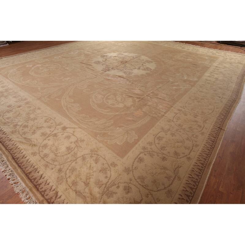 Antique Vegetable Dye Oushak Large Turkish Rug Handmade Wool Carpet - 16'7" x 19'3"