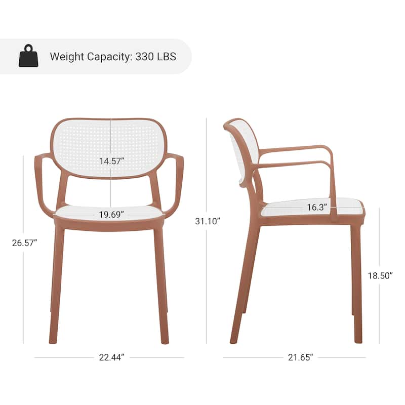 Art Leon Set of 2 Modern Stackable Indoor or Outdoor Dining Chair