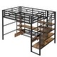 preview thumbnail 8 of 13, Full Size Metal Loft Bed with Staircase,Two 4-Tier Shelves,Low Table With 2 Mesh Shelves