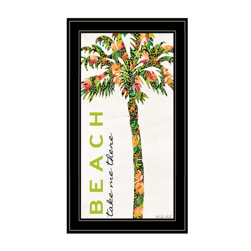 TrendyDecor4U Contemporary "Beach, Take Me There" Framed Print Wall Art - Multi