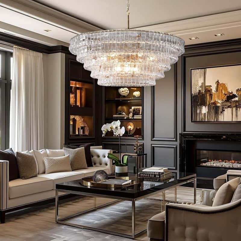 KAYLA 36 in. 6-Lights Gold Crystal Drum Chandelier