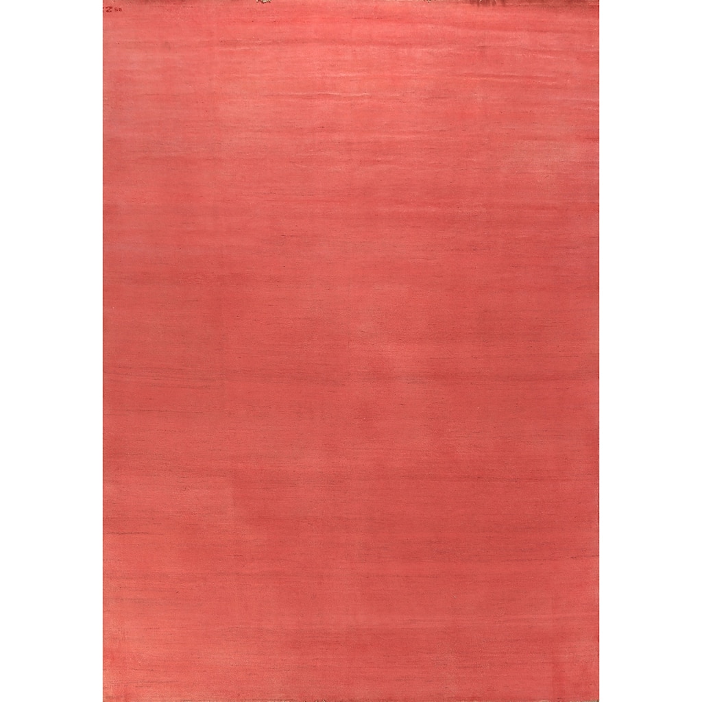 Pink Salmon Modern Gabbeh Oriental Area Rug Handmade Wool Carpet - 8'1" x 11'4"