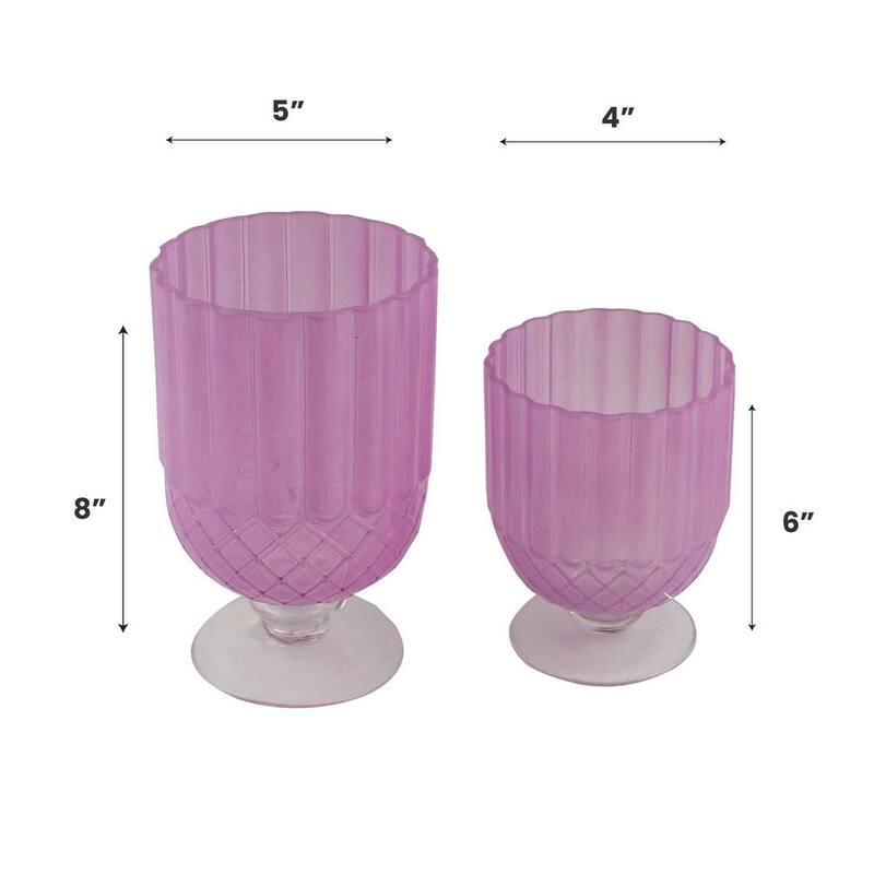 Goblet Style Frosted Glass Table Vases Set of 2 Modern Decor Accent