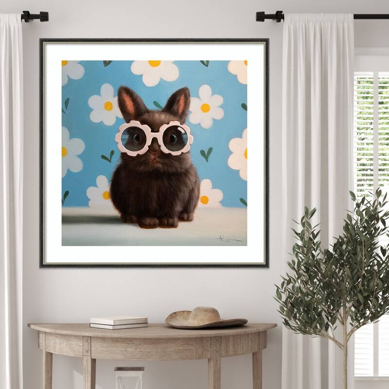 Flower Child by Lucia Heffernan Wood Framed Wall Art Print - Theo Black Silver Narrow