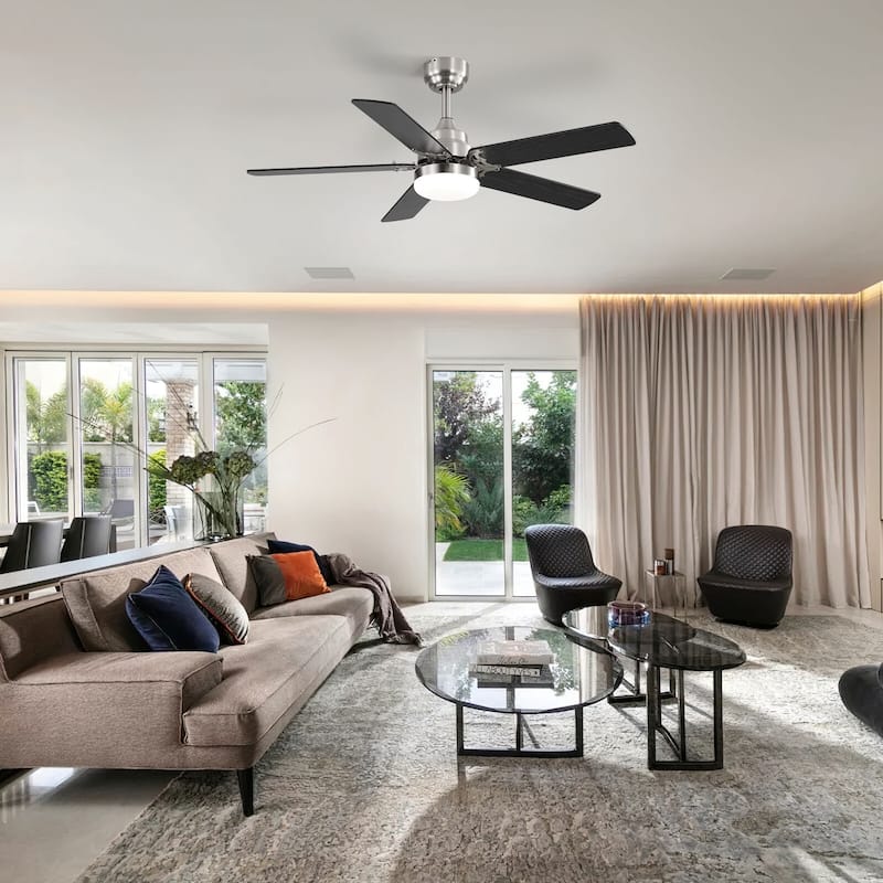 42“/52"/60"/48" Noiseless Walnut Wood Ceiling Fan with Remote Control, Integrated Light Optional