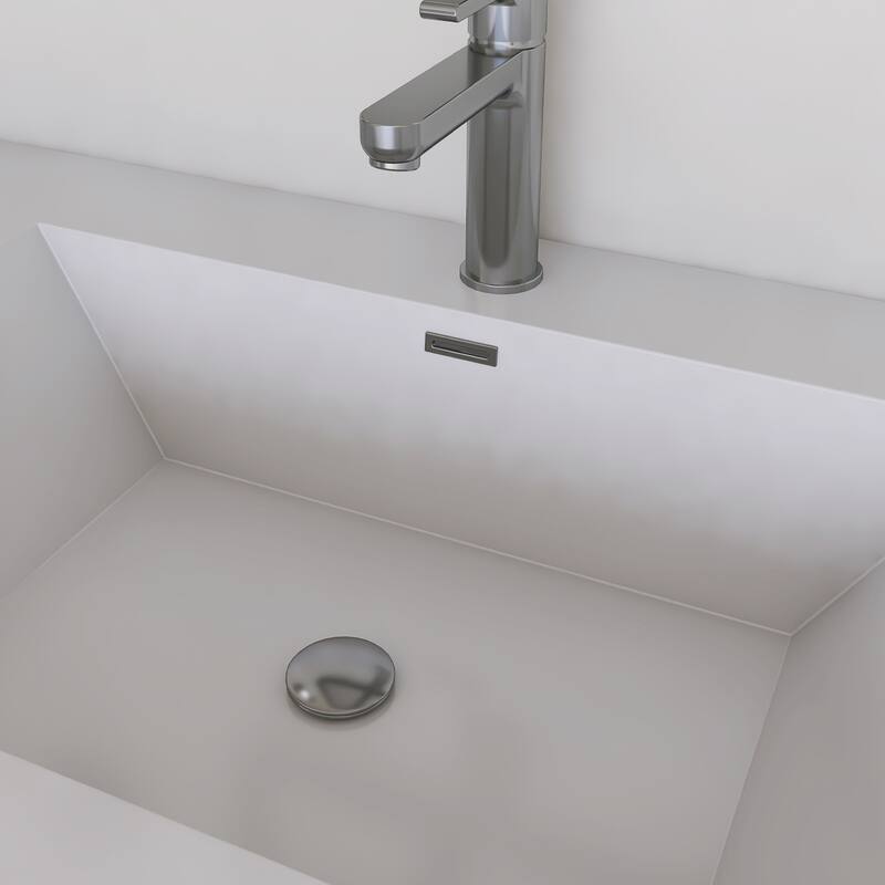 Modern Wall-Mounted Bathroom Vanity with White Solid Surface Top