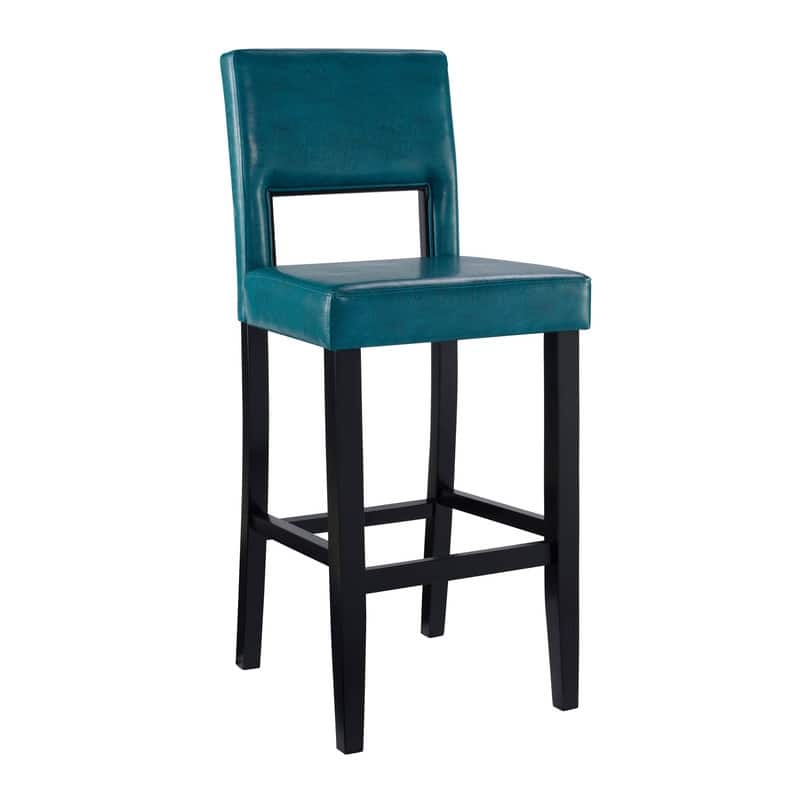 Linon Warren Faux Leather Aegean-Blue 30-inch Bar Stool - Deep Teal