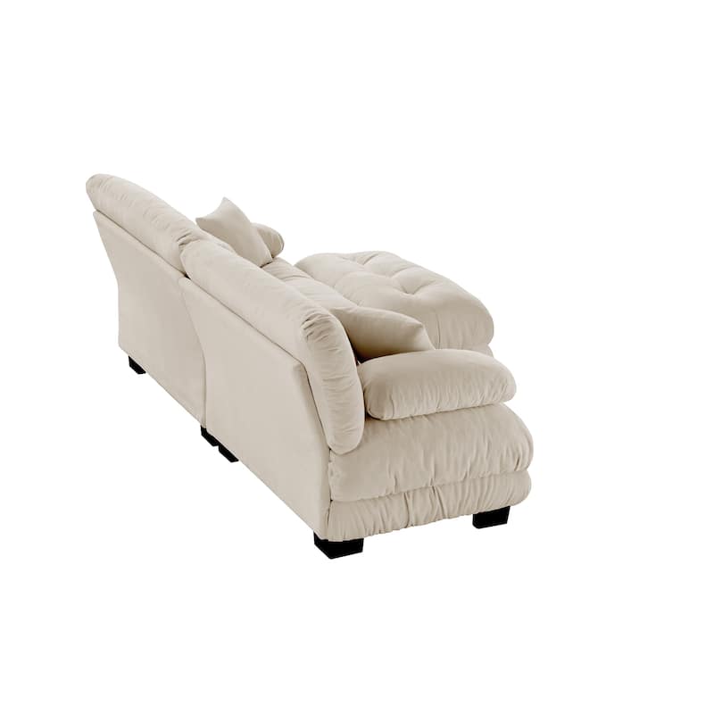 94.4" 2-Seater Chenille Cloud Couch with 4 Pillows and Convertible Ottoman