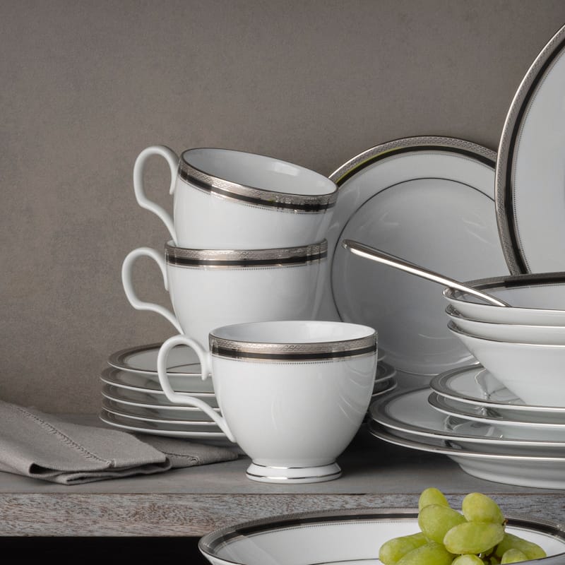 Noritake Austin Platinum Set Of 4 Teacups, 8 oz.
