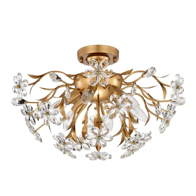 Silvia 6-Light Daisy Flower Crystal Glass Flush Mount