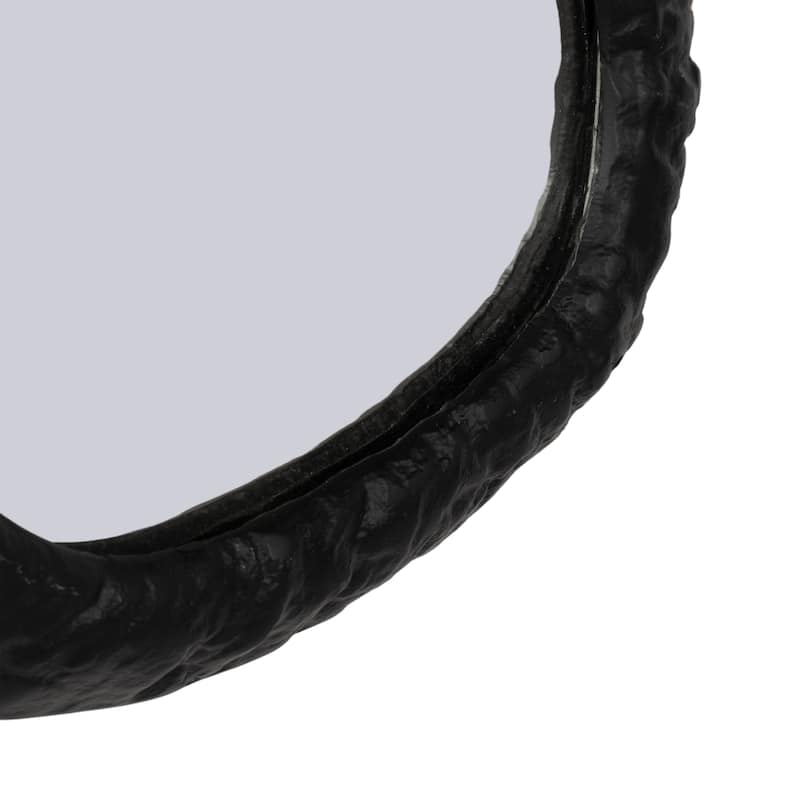 Alum, 14", Hammered Outlined Mirror, Matte Black, Novelty, 1.25"H, Solid Color - 14.25" x 13.75" x 1.25"